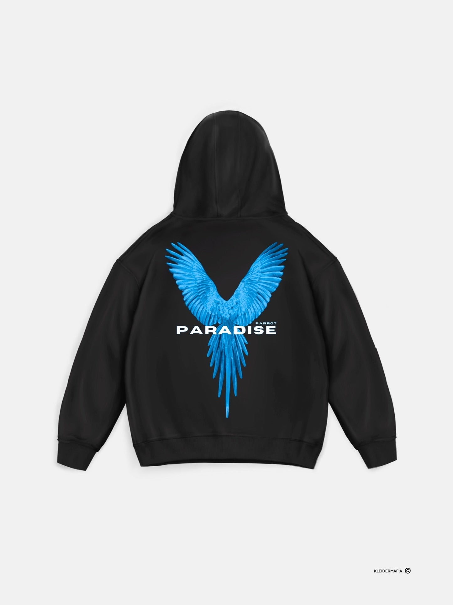 Oversize Parrot Hoodie - Black and Blue