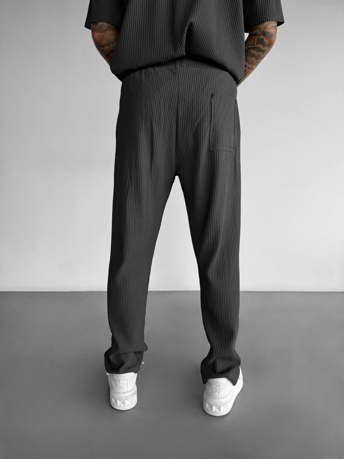 Loose Fit Ribbed Trousers - Anthracite