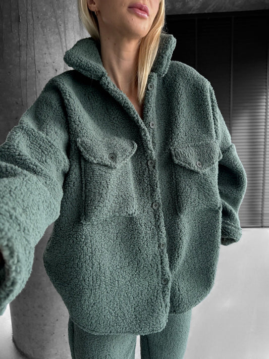 Oversize Plush Shirt - Deep Teal